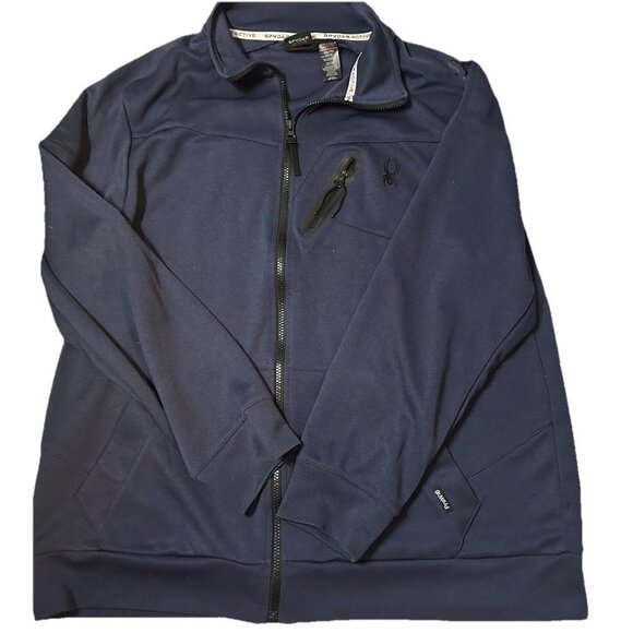 Spyder Active Jacket Men's XXL Storm Full Zip Fleece Active Outdoor Track Navy B - Picture 1 of 9